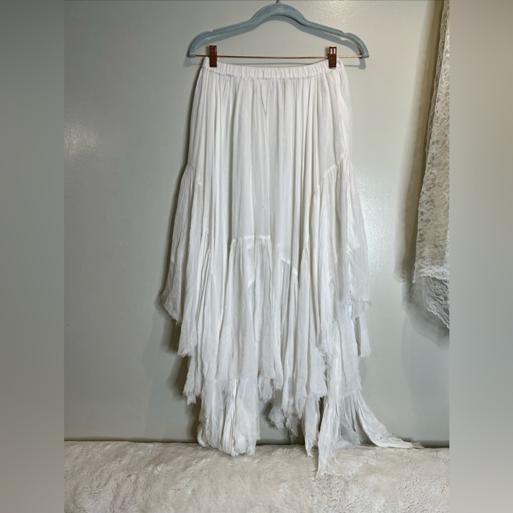 Free People Fp One Clover Skirt Asymmetrical Tiered in Ivory - Picture 4 of 7